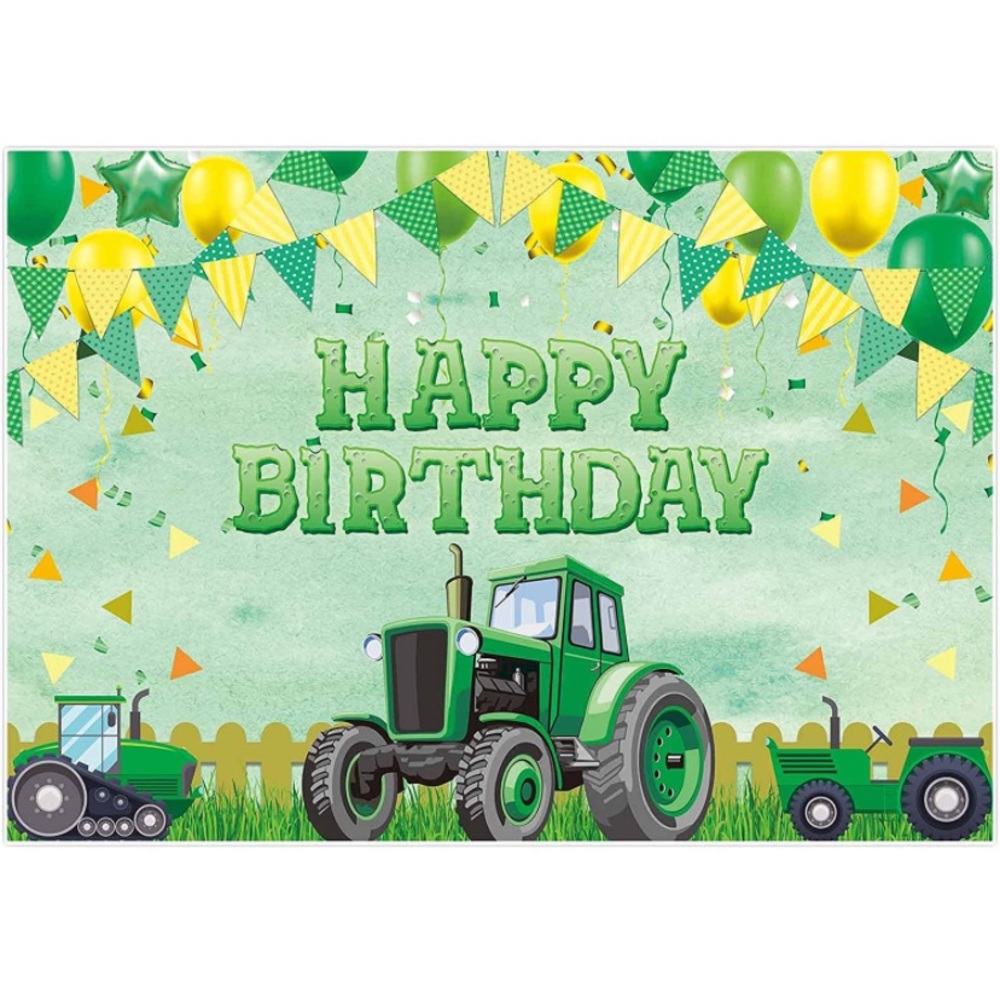 2021 Tractor Theme Happy Birthday Party Backdrop Banner Econ Vinyl 7x5